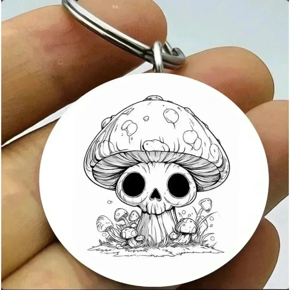 Skull Mushroom Art Cute Horror Art Keychain
